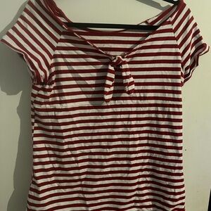 Red and White Striped Top
